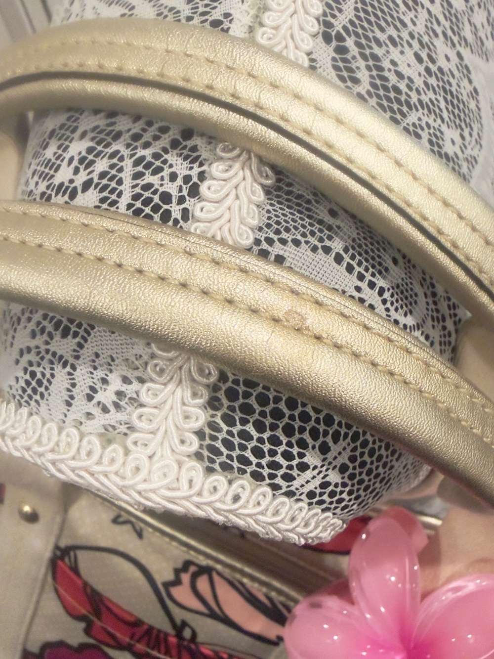 🌸🌺 Coach Kyra Floral & Polka Dot Print Cream Sateen Tote Bag - Picture 11 of 16